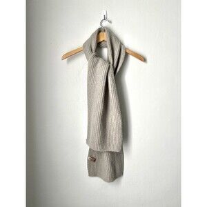 Look By M Cashmere Wool Blend Rib Knit Scarf Grey Minimalist Classic Cozy Unisex